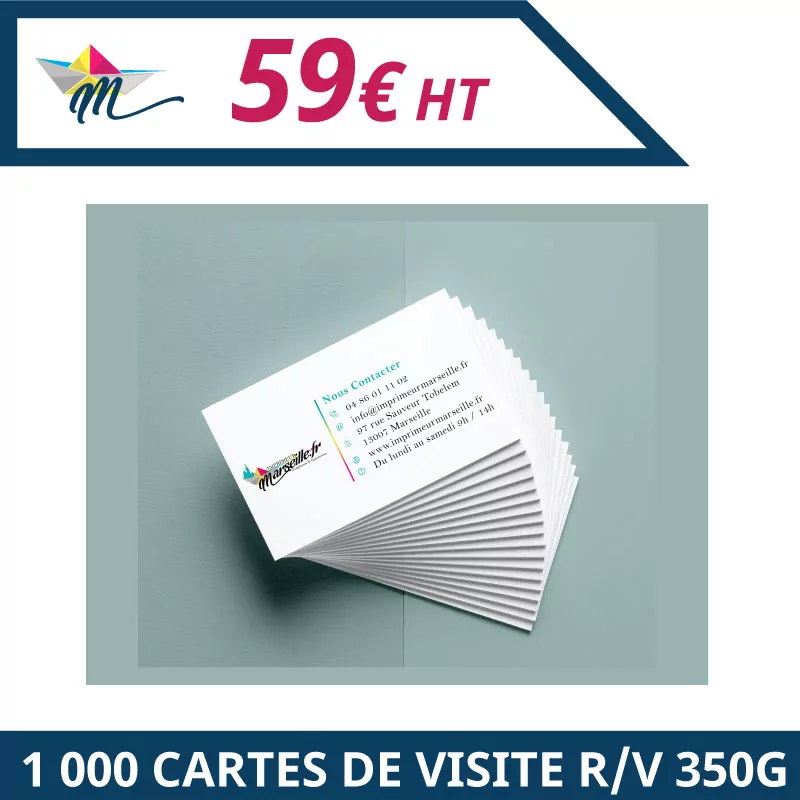 Impression 1 000 cartes de visites 350g R/V